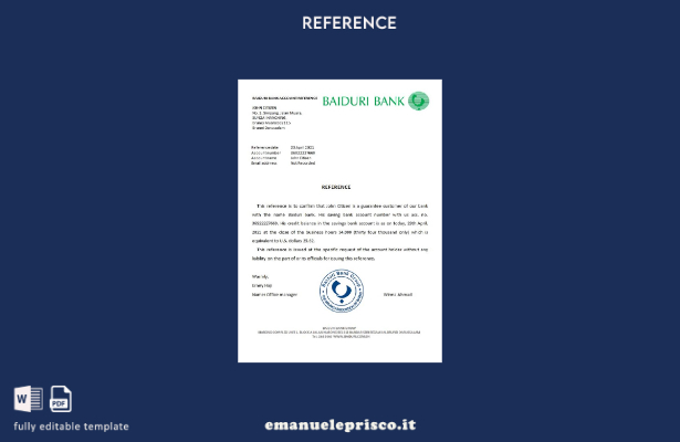 modello di riferimento della banca Brunei Baiduri in stile verificato